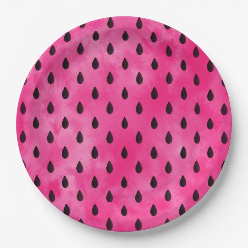 Watercolor Watermelon Seeds Paper Plates