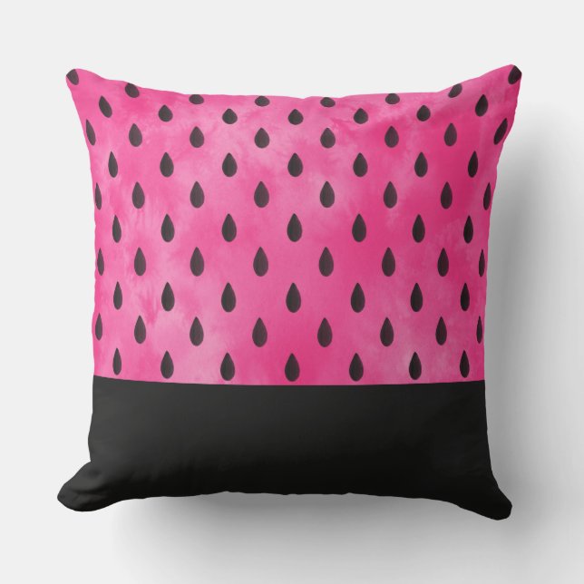 Watercolor Watermelon Seeds Throw Pillow (Front)