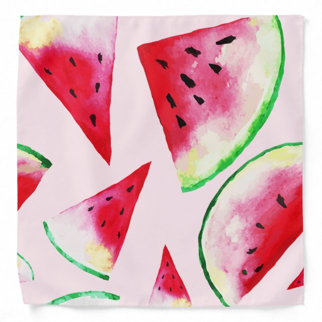 Watercolor Watermelon Slice Pattern Bandana (Front)