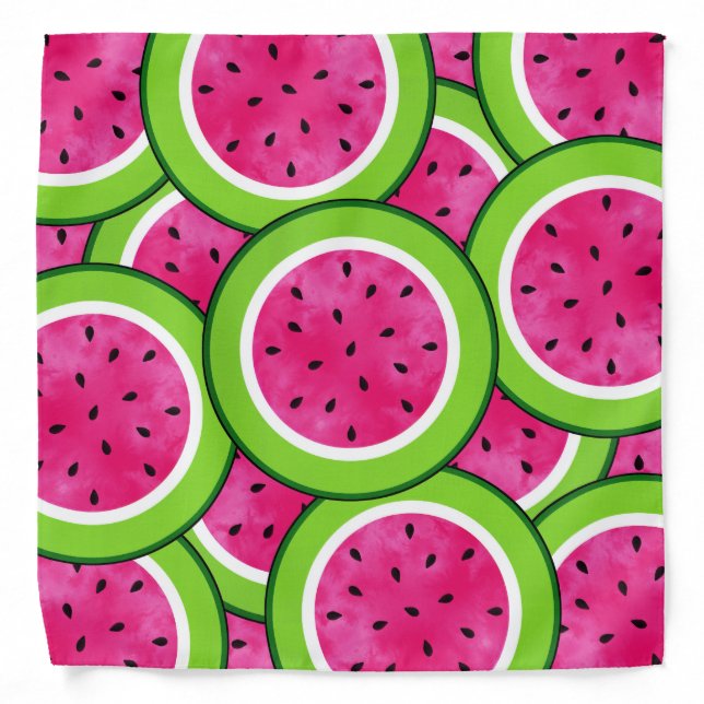 Watercolor Watermelon Slice Pattern  Bandana (Front)