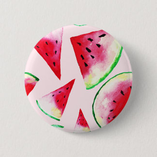 Watercolor Watermelon Slice Pattern Button