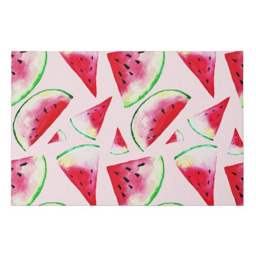 Watercolor Watermelon Slice Pattern Faux Canvas Print