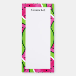 Watercolor Watermelon Slice Pattern Magnetic Notepad