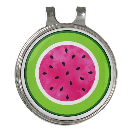 Watercolor Watermelon Slice Round Paper Coaster Golf Hat Clip