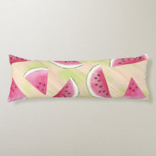 Watercolor Watermelon Slices Paint Brush Strokes Body Pillow