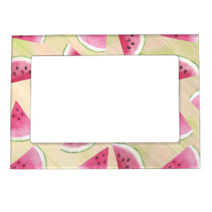 Watercolor Watermelon Slices Paint Brush Strokes Magnetic Frame