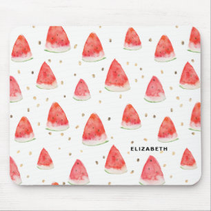 Watercolor Watermelon Slices Pattern Personalized Mouse Pad