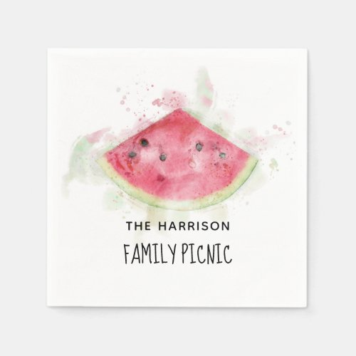 Watercolor Watermelon Summer Family Picnic Napkins