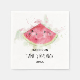 Watercolor Watermelon Summer Family Reunion Napkins