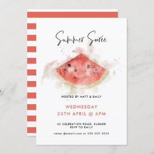Watercolor Watermelon Summer Party Invitation