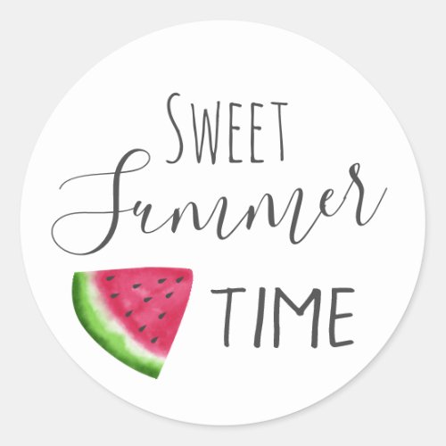 watercolor watermelon sweet summer time classic round sticker