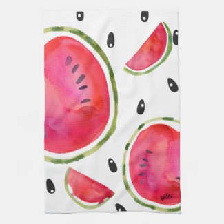 Watercolor Watermelon Tea Towel 