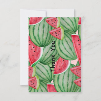 Watercolor Watermelon Thank You Note Card