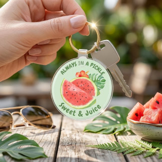 Watercolor Watermelon Tropical Floral Cute Summer  Keychain