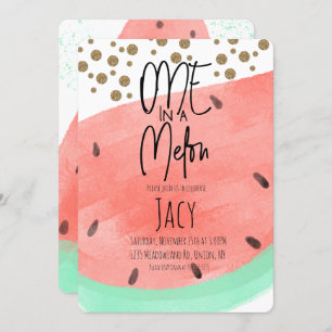 Watercolor Watermelon Wash Faux Glitter Confetti Invitation