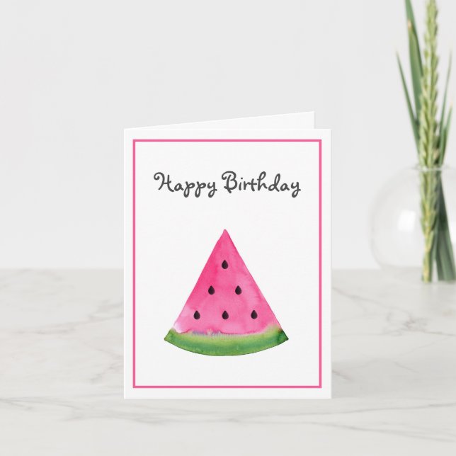 Watercolor Watermelon Wedge Card (Front)