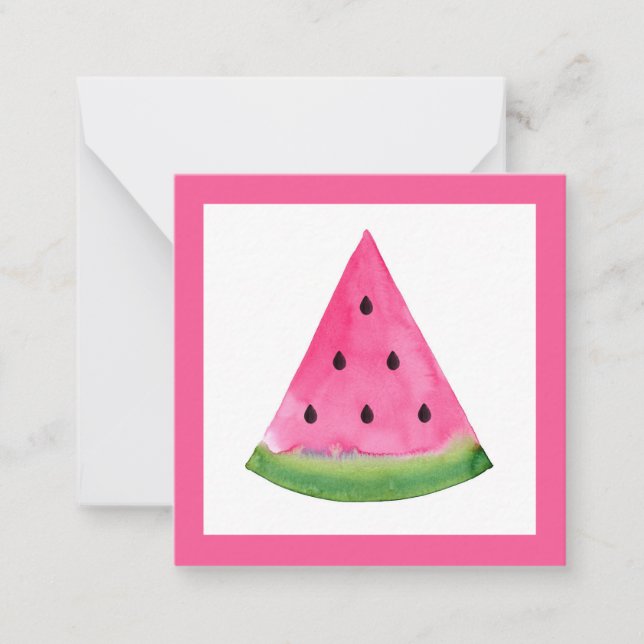 Watercolor Watermelon Wedge Note Card (Front)