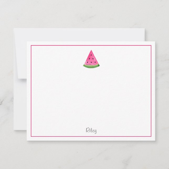 Watercolor Watermelon Wedge Note Card (Front)