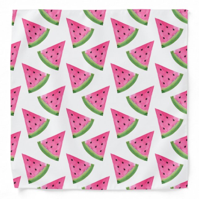 Watercolor Watermelon Wedge Pattern Bandana (Front)