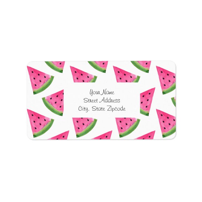 Watercolor Watermelon Wedge Pattern Label (Front)