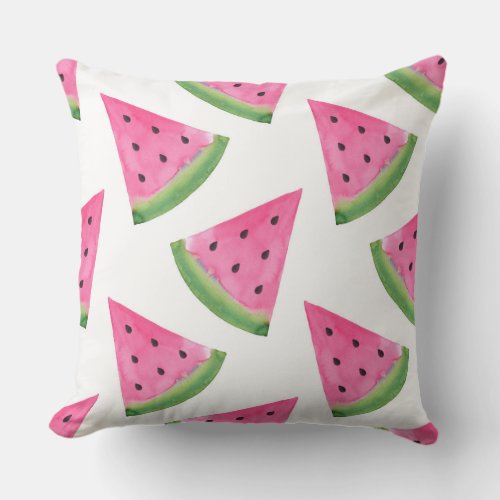 Watercolor Watermelon Wedge Pattern  Outdoor Pillow