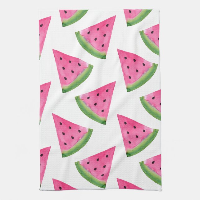 Watercolor Watermelon Wedges Kitchen Towel (Vertical)