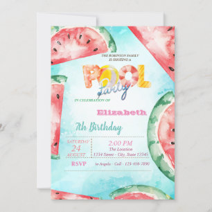 Watercolor Watermelons Pool Party Invitation