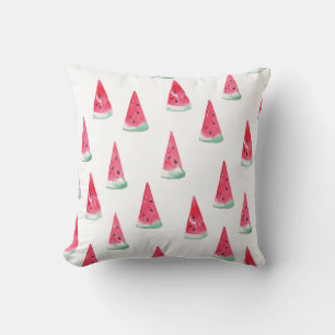 Watercolor watermelons, seamless summer pattern. throw pillow