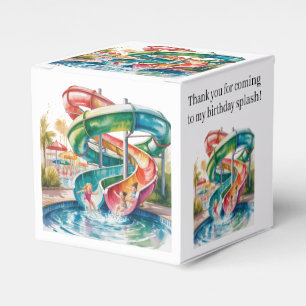 Watercolor Waterslide Kid Birthday Party Thank You Favor Boxes