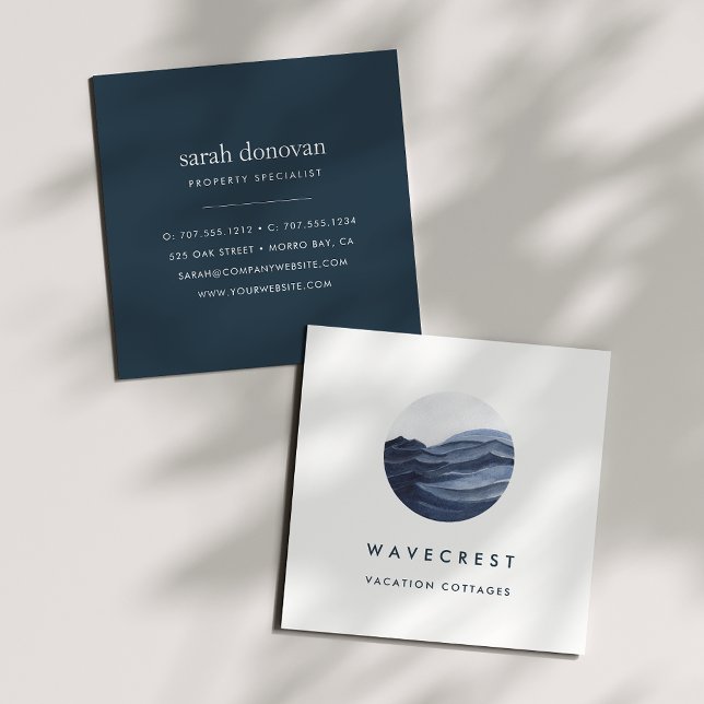 Watercolor Wave Logo Square Business Card (Creator Uploaded)
