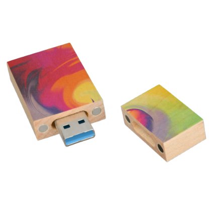 Watercolor Wave - Maple USB Drive