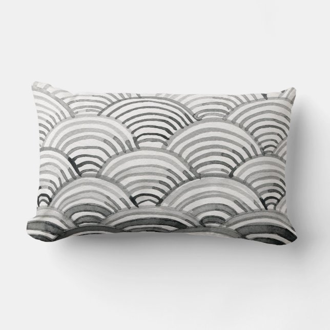 Watercolor Wave Pattern Lumbar Pillow (Front)