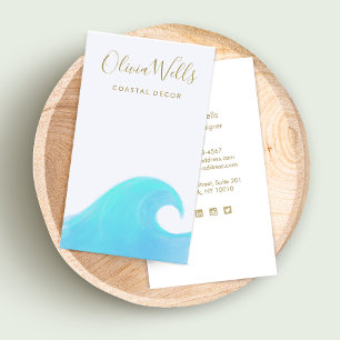 Watercolor Wave Tropical Coastal Decor Designer Bu Business Card