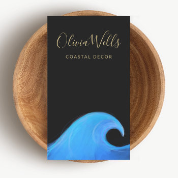 Watercolor Wave Tropical Coastal Decor Designer Business Card by sm_business_cards at Zazzle