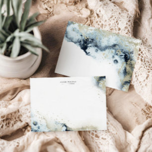 Watercolor Waves and Sand Stationery Note Card