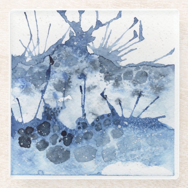 Watercolor waves beach Coaster (Front)