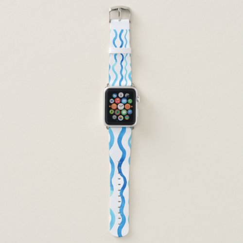 Watercolor Waves Blue Turquoise Seamless Apple Watch Band
