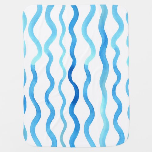 Watercolor Waves Blue Turquoise Seamless Baby Blanket