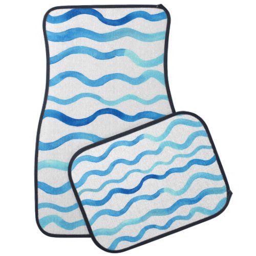 Watercolor Waves Blue Turquoise Seamless Car Floor Mat