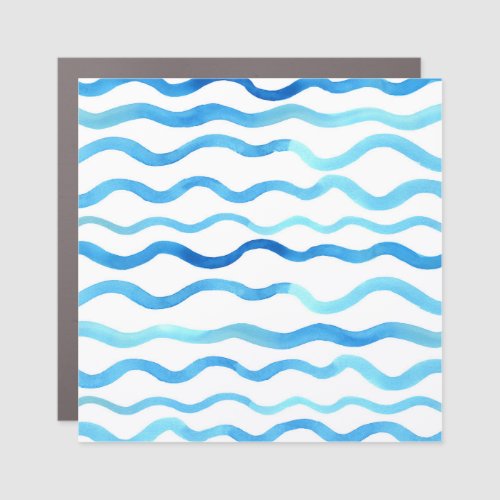 Watercolor Waves Blue Turquoise Seamless Car Magnet
