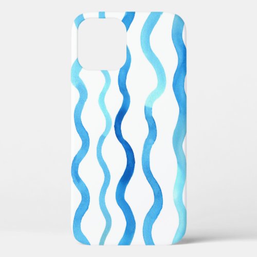 Watercolor Waves Blue Turquoise Seamless iPhone 12 Case