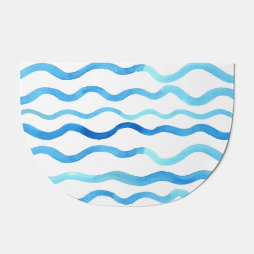 Watercolor Waves Blue Turquoise Seamless Doormat