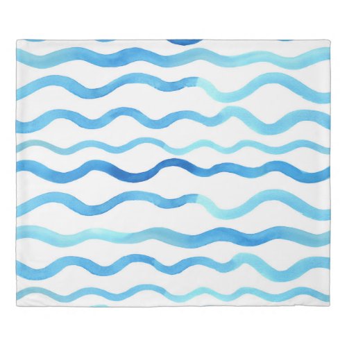 Watercolor Waves Blue Turquoise Seamless Duvet Cover