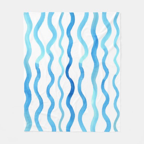 Watercolor Waves Blue Turquoise Seamless Fleece Blanket