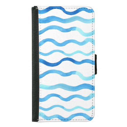 Watercolor Waves Blue Turquoise Seamless Samsung Galaxy S5 Wallet Case