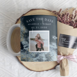 Watercolor Waves Coastal Save The Date Photo Coffee Mug