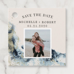 watercolor waves coastal save the date photo  favo favor tags