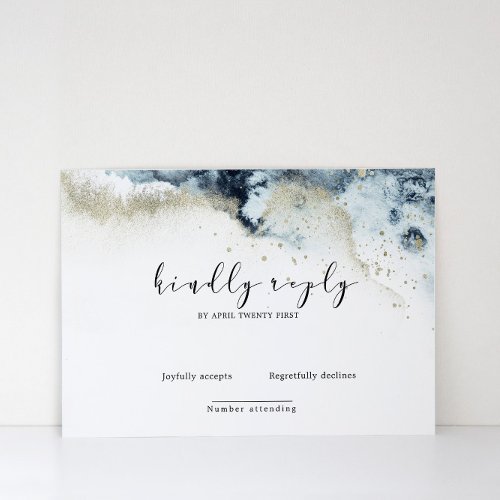 Watercolor Waves Elegant RSVP Card