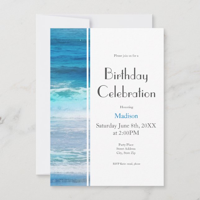 Watercolor Waves Invitation (Front)