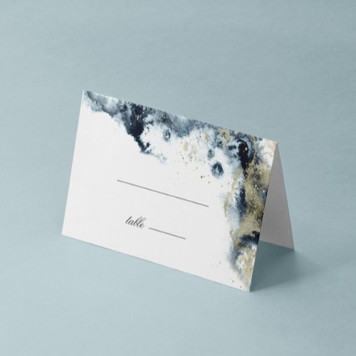 Watercolor Waves Minimalist Wedding Table Card